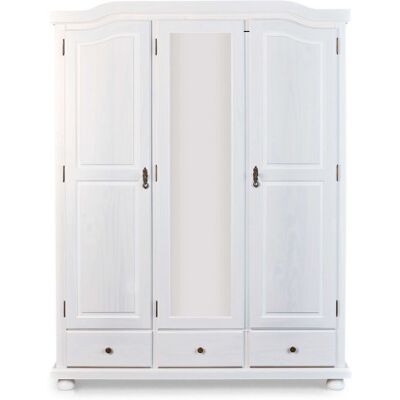 Deladeco Armoire style campagne 150 cm en pin massif blanc Hada I Blanc Blanc - Publicité Deladeco Armoire style campagne 150 cm en pin massif blanc Hada I Blanc Blanc - Publicité