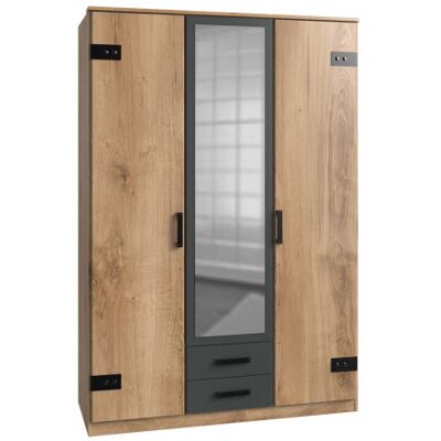 Armoire enfant industrielle 135 cm chêne/anthracite Scotland Chêne Chêne - Publicité Armoire enfant industrielle 135 cm chêne/anthracite Scotland Chêne Chêne - Publicité