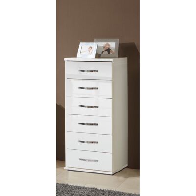 Deladeco Meuble de rangement moderne hauteur 106 cm Juliette Blanc laqué Blanc laqué - Publicité Deladeco Meuble de rangement moderne hauteur 106 cm Juliette Blanc laqué Blanc laqué - Publicité