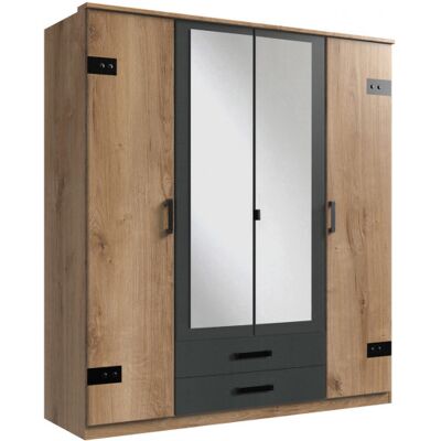 Deladeco Armoire adulte industrielle 180 cm chêne/anthracite Katarina Chêne Chêne - Publicité Deladeco Armoire adulte industrielle 180 cm chêne/anthracite Katarina Chêne Chêne - Publicité