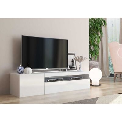 Deladeco Meuble TV moderne 150 cm blanc laqué brillant Adilah Blanc laqué brillant Blanc laqué brillant - Publicité Deladeco Meuble TV moderne 150 cm blanc laqué brillant Adilah Blanc laqué brillant Blanc laqué brillant - Publicité