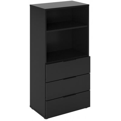 Deladeco Meuble de rangement contemporain 90 cm noir satiné Beja Noir Noir - Publicité Deladeco Meuble de rangement contemporain 90 cm noir satiné Beja Noir Noir - Publicité