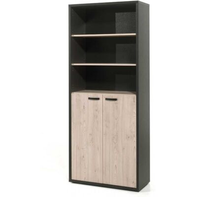 Deladeco Armoire combinée de bureau contemporaine chêne/noir Salto Chêne Chêne - Publicité Deladeco Armoire combinée de bureau contemporaine chêne/noir Salto Chêne Chêne - Publicité