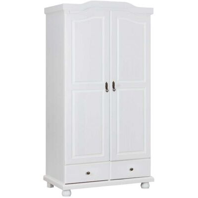 Deladeco Armoire style campagne 104 cm en pin massif blanc Hada I Blanc Blanc - Publicité Deladeco Armoire style campagne 104 cm en pin massif blanc Hada I Blanc Blanc - Publicité
