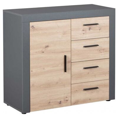 Deladeco Meuble de rangement contemporain 94 cm chêne/anthracite Irina Chêne/anthracite Chêne/anthracite - Publicité Deladeco Meuble de rangement contemporain 94 cm chêne/anthracite Irina Chêne/anthracite Chêne/anthracite - Publicité
