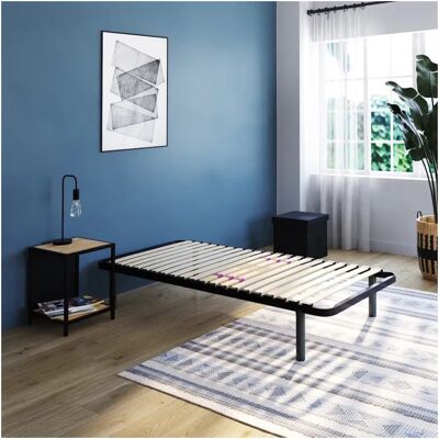 Deladeco Sommier fixe à lattes fixe gris 90x190 cm Elbi Gris Gris - Publicité Deladeco Sommier fixe à lattes fixe gris 90x190 cm Elbi Gris Gris - Publicité