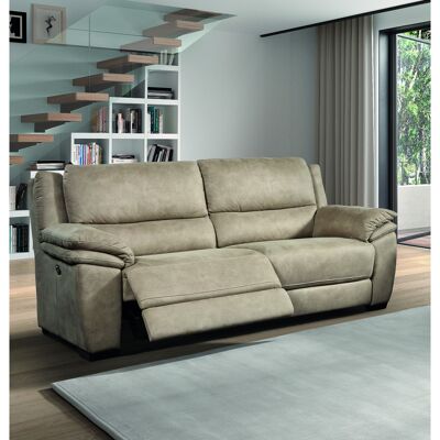 Deladeco Canapé de relaxation électrique 3 places en tissu beige Kilie Beige Beige - Publicité Deladeco Canapé de relaxation électrique 3 places en tissu beige Kilie Beige Beige - Publicité