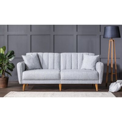 Deladeco Canapé droit convertible moderne 3 places en tissu Alpha Gris clair Gris clair - Publicité Deladeco Canapé droit convertible moderne 3 places en tissu Alpha Gris clair Gris clair - Publicité