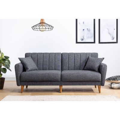 Deladeco Canapé droit convertible moderne 3 places en tissu Alpha Gris foncé Gris foncé - Publicité Deladeco Canapé droit convertible moderne 3 places en tissu Alpha Gris foncé Gris foncé - Publicité