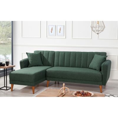 Deladeco Canapé d'angle convertible moderne en tissu Alpha Vert Vert - Publicité Deladeco Canapé d'angle convertible moderne en tissu Alpha Vert Vert - Publicité