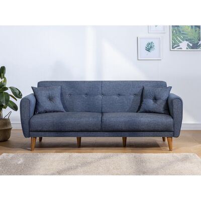 Deladeco Canapé droit convertible moderne en tissu Adriaco Bleu foncé Bleu foncé - Publicité Deladeco Canapé droit convertible moderne en tissu Adriaco Bleu foncé Bleu foncé - Publicité