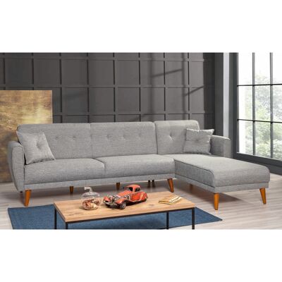 Deladeco Canapé d'angle convertible réversible moderne en tissu Adriaco Gris clair Gris clair - Publicité Deladeco Canapé d'angle convertible réversible moderne en tissu Adriaco Gris clair Gris clair - Publicité