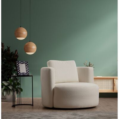 Deladeco Fauteuil moderne en tissu crème Atlas Crème Crème - Publicité Deladeco Fauteuil moderne en tissu crème Atlas Crème Crème - Publicité