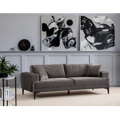 Deladeco Canapé convertible 3 places en tissu Tanya Anthracite Anthracite - Publicité Deladeco Canapé convertible 3 places en tissu Tanya Anthracite Anthracite - Publicité
