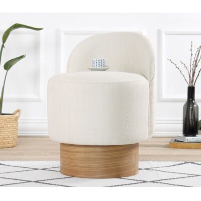 Deladeco Pouf rond moderne en tissu Blanca Crème Crème - Publicité Deladeco Pouf rond moderne en tissu Blanca Crème Crème - Publicité