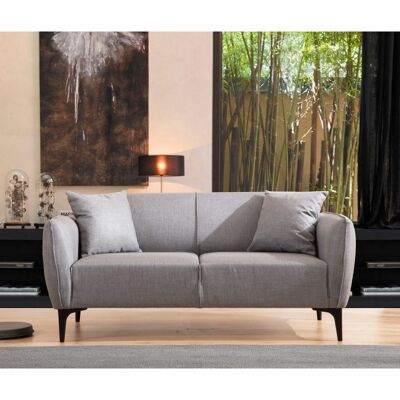 Vivabita Canapé droit moderne 2 places en tissu Bellara Gris Gris - Publicité Vivabita Canapé droit moderne 2 places en tissu Bellara Gris Gris - Publicité