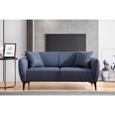 Vivabita Canapé droit moderne 2 places en tissu Bellara Bleu Bleu - Publicité Vivabita Canapé droit moderne 2 places en tissu Bellara Bleu Bleu - Publicité
