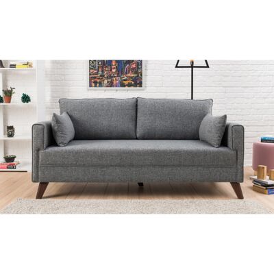 Deladeco Canapé droit moderne 2 places en tissu Célia Gris Gris - Publicité Deladeco Canapé droit moderne 2 places en tissu Célia Gris Gris - Publicité