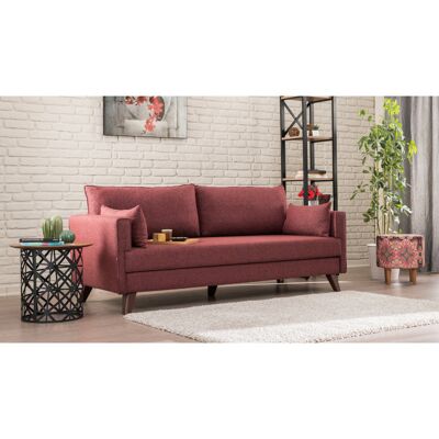 Deladeco Canapé droit convertible moderne 3 places en tissu Célia Rouge clair Rouge clair - Publicité Deladeco Canapé droit convertible moderne 3 places en tissu Célia Rouge clair Rouge clair - Publicité
