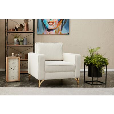 Deladeco Fauteuil moderne en tissu crème Paula Crème Crème - Publicité Deladeco Fauteuil moderne en tissu crème Paula Crème Crème - Publicité
