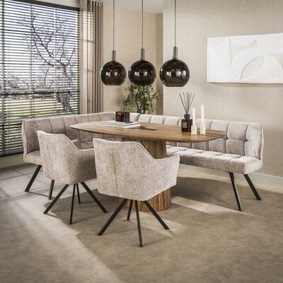 Vivabita Banquette d'angle moderne en tissu chenille sable/brun Castille Sable/brun Sable/brun - Publicité Vivabita Banquette d'angle moderne en tissu chenille sable/brun Castille Sable/brun Sable/brun - Publicité