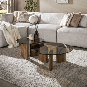 Vivabita Tables basses moderne en verre fumé brun (lot de 2) Tina Chêne/verre fumé Chêne/verre fumé - Publicité Vivabita Tables basses moderne en verre fumé brun (lot de 2) Tina Chêne/verre fumé Chêne/verre fumé - Publicité