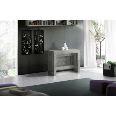 Deladeco Table console extensible contemporaine gris béton Montoya Gris béton Gris béton - Publicité Deladeco Table console extensible contemporaine gris béton Montoya Gris béton Gris béton - Publicité