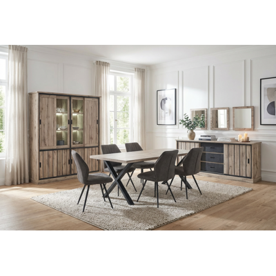 Deladeco Salle à manger complète contemporaine chêne canada Emilia 2 Chêne canada 220x110x76 cm Chêne canada 220x110x76 cm - Publicité Deladeco Salle à manger complète contemporaine chêne canada Emilia 2 Chêne canada 220x110x76 cm Chêne canada 220x110x76 cm - Publicité