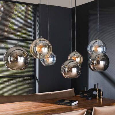 Vivabita Suspension vintage 7 lampes en verre tricolore Disco Chrome, ambre et gris clair Chrome, ambre et gris clair - Publicité Vivabita Suspension vintage 7 lampes en verre tricolore Disco Chrome, ambre et gris clair Chrome, ambre et gris clair - Publicité