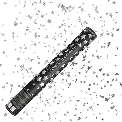 Party Deco Canons confettis 40cm en étoile argent - Publicité Party Deco Canons confettis 40cm en étoile argent - Publicité