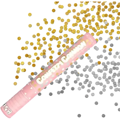 Party Deco Canons confettis 40cm rond Or & Argent - Publicité Party Deco Canons confettis 40cm rond Or & Argent - Publicité