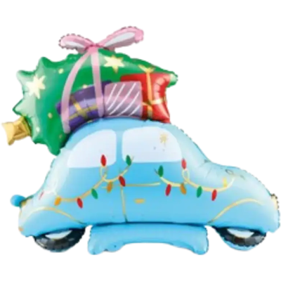 party deco Ballon Noël Voiture + Sapin/Cadeaux - Aluminium - 102x100cm - Publicité party deco Ballon Noël Voiture + Sapin/Cadeaux - Aluminium - 102x100cm - Publicité