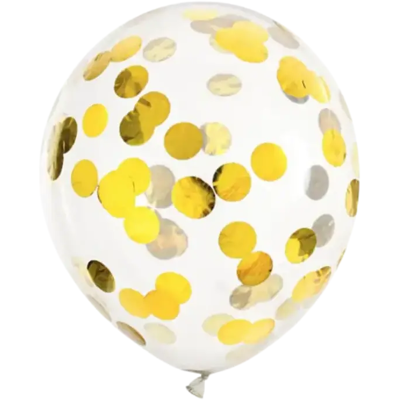 Party Deco Lot de 6 Ballons Confettis Transparent - Rond Or - 30cm - Publicité Party Deco Lot de 6 Ballons Confettis Transparent - Rond Or - 30cm - Publicité