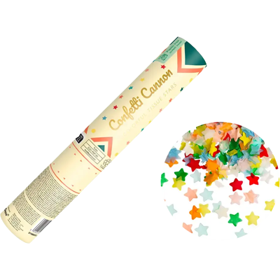 Party Deco Canon à confettis - Étoiles multicolores - 20 cm - Publicité Party Deco Canon à confettis - Étoiles multicolores - 20 cm - Publicité