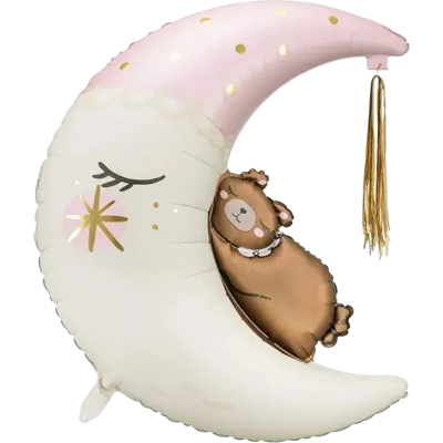 Ballon aluminium Ours assis sur la lune 86 cm – ballon géant pour baby shower et naissance - Publicité Ballon aluminium Ours assis sur la lune 86 cm – ballon géant pour baby shower et naissance - Publicité