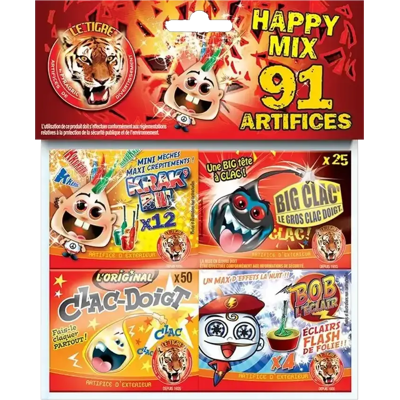 Assortiment de 91 Petits Pétards "Happy Mix" - Publicité Assortiment de 91 Petits Pétards "Happy Mix" - Publicité