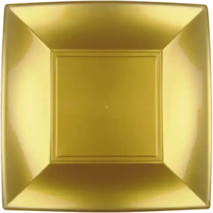 Gold Plast Assiette carré à dessert Or 18x18cm - Lot de 12 - Publicité Gold Plast Assiette carré à dessert Or 18x18cm - Lot de 12 - Publicité