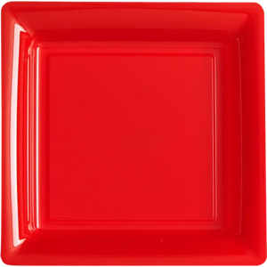 Assiettes Carrées Réutilisables Incassables 18 cm Rouge – Vaisselle de Fête - Publicité Assiettes Carrées Réutilisables Incassables 18 cm Rouge – Vaisselle de Fête - Publicité