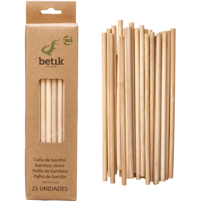 Paille réutilisable Bambou 20cm Ø6mm - Lot de 25 - Publicité Paille réutilisable Bambou 20cm Ø6mm - Lot de 25 - Publicité