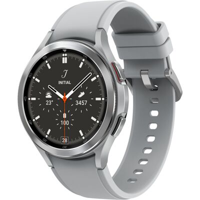 Samsung Galaxy Watch4 Classic 46mm - Super AMOLED - Bluetooth - Bracelet Argent - Bon état - Publicité Samsung Galaxy Watch4 Classic 46mm - Super AMOLED - Bluetooth - Bracelet Argent - Bon état - Publicité