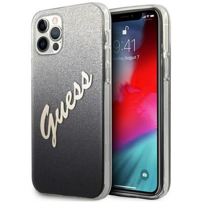 Coque Guess Glitter Gradient Script pour iPhone 12 Pro Max - Noir - Publicité Coque Guess Glitter Gradient Script pour iPhone 12 Pro Max - Noir - Publicité