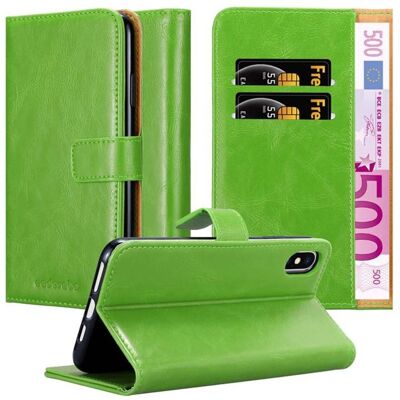 Étui en cuir vert herbe pour Apple iPhone XS MAX - Support & Compartiments pour Cartes - Publicité Étui en cuir vert herbe pour Apple iPhone XS MAX - Support & Compartiments pour Cartes - Publicité