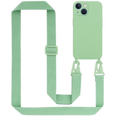 Coque de protection en silicone pour iPhone 13 Mini avec cordon réglable - Étui - Publicité Coque de protection en silicone pour iPhone 13 Mini avec cordon réglable - Étui - Publicité