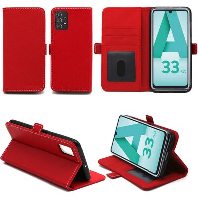 Xeptio Samsung Galaxy A33 5G Etui housse rabat protection rouge - Neuf - Publicité Xeptio Samsung Galaxy A33 5G Etui housse rabat protection rouge - Neuf - Publicité