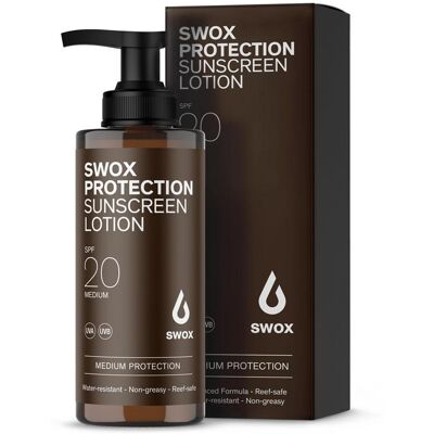 Swox - Lotion Solaire SPF 20 - 150ml - Crème solaire - Publicité Swox - Lotion Solaire SPF 20 - 150ml - Crème solaire - Publicité