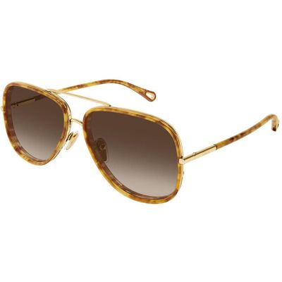 Chloé - CH0382S 002 Gold Tortoise - Lunettes de soleil - Publicité Chloé - CH0382S 002 Gold Tortoise - Lunettes de soleil - Publicité