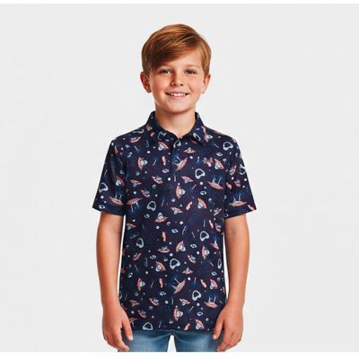 Under Armour - Matchplay Junior Printed Shark Frenzy Midnight Navy Posh Pink Castlerock - XL - Polo - Publicité Under Armour - Matchplay Junior Printed Shark Frenzy Midnight Navy Posh Pink Castlerock - XL - Polo - Publicité