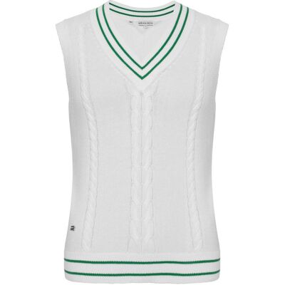 Rohnisch - Cotton Cable Vest White Green - XS - Pull - Publicité Rohnisch - Cotton Cable Vest White Green - XS - Pull - Publicité