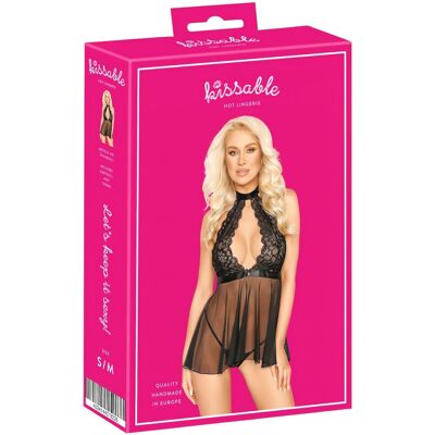 Kissable - nuisette babydoll dentelle tour de cou - noir - L/XL - Publicité Kissable - nuisette babydoll dentelle tour de cou - noir - L/XL - Publicité