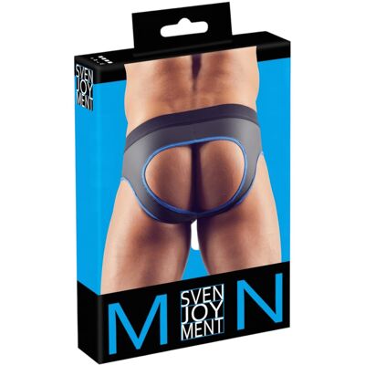 Svenjoyment - jockstrap ouvert - noir et bleu - Publicité Svenjoyment - jockstrap ouvert - noir et bleu - Publicité
